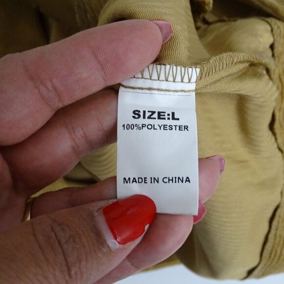 Corduroy Button Up Shirt Jacket Tan Women Size L Long Sleeve Pockets - Picture 7 of 11